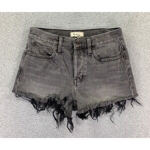 Madewell Denim Short Womens 26 High Rise Cut Off Washed Black Charcoal Grunge